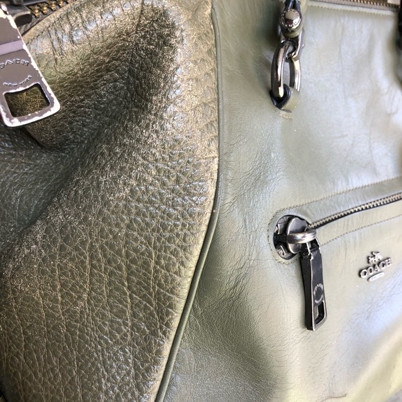 Authentic Coach Legacy Romy Two-Tone Green Leather Satchel - Picture 14 of 16